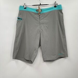 Patagonia Mens Gray Board Shorts Swim Trunks Aqua Waistband Size‎ 34